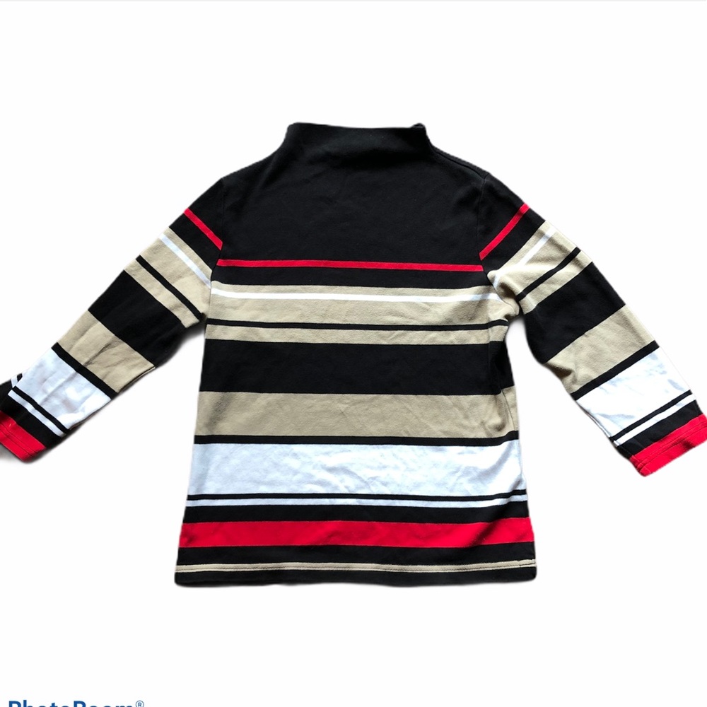 White Stag High Neck Stripe Quarter Sleeve Shirt